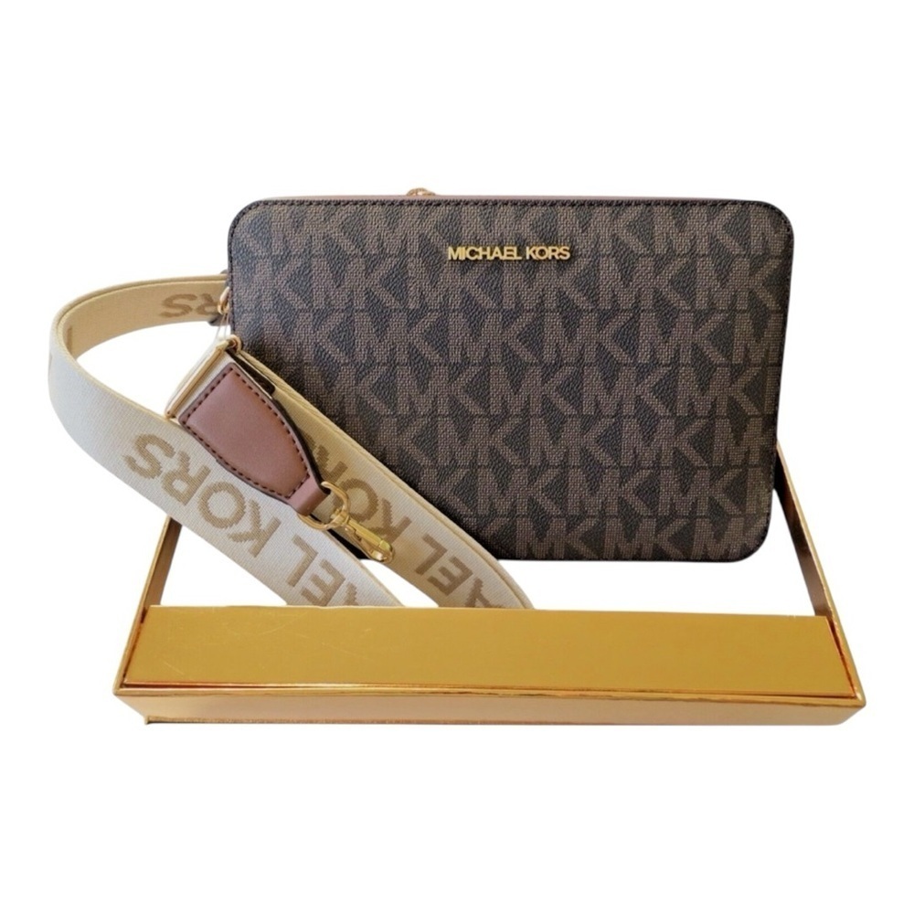 MICHAEL KORS NWT and Gift Box LG East West Xbody Bag w/WBG-Brown/Lugg MSRP $198 - Picture 2 of 6